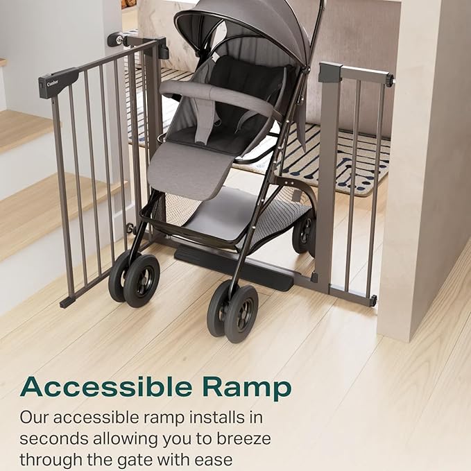 Cumbor 29.7-40.6" Baby Gate for Stairs, Mom's Choice Awards Winner-Dog Gate for Doorways, Pressure Mounted Self Closing Pet Gates for Dogs Indoor, Durable Safety Child Gate with Easy Walk Thru Door