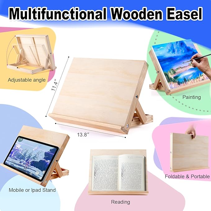 koseibal Acrylic Art Set with 18 Acrylic Paints, 8 Brushes, 4 Stretched Canvas, 1Wooden Easel, Etc, Premium Painting Supplies Kit for Students, Artists Kids, Adults, and Beginner.