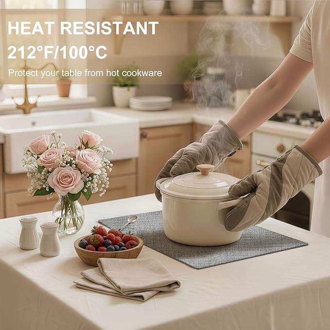 Faux Leather Heat Resistant Placemats 8 Packs, Waterproof Wipeable Dining PU - Image 3