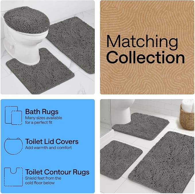GORILLA GRIP Bath Rug Mat 30x20, Thick Soft Absorbent Chenille, Quick Dry - Image 8