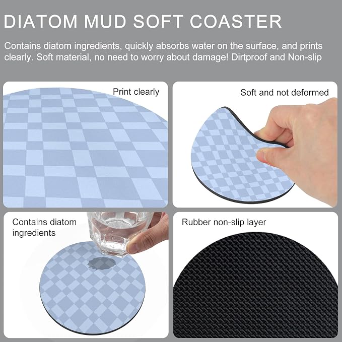 Rhombus Blue Coasters Set of 6, Absorbent Coasters - Image 9