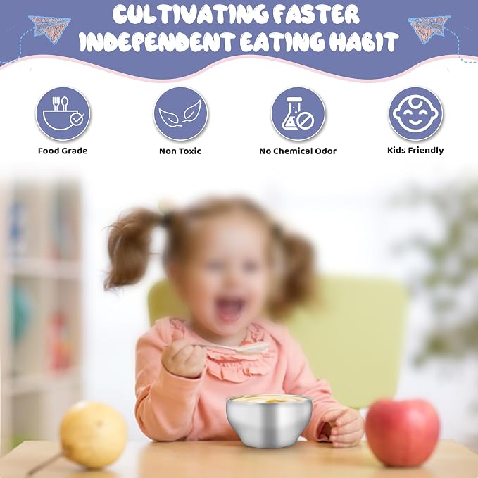 TeamFar Stainless Steel Bowls for Kids, 12oz Baby Toddler Bowls Set of 4 | - Image 5
