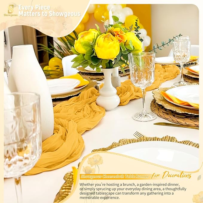 Showgeous 30 Pack Gold Cheesecloth Table Runner, 17 x 108 Inches | Boho - Image 8