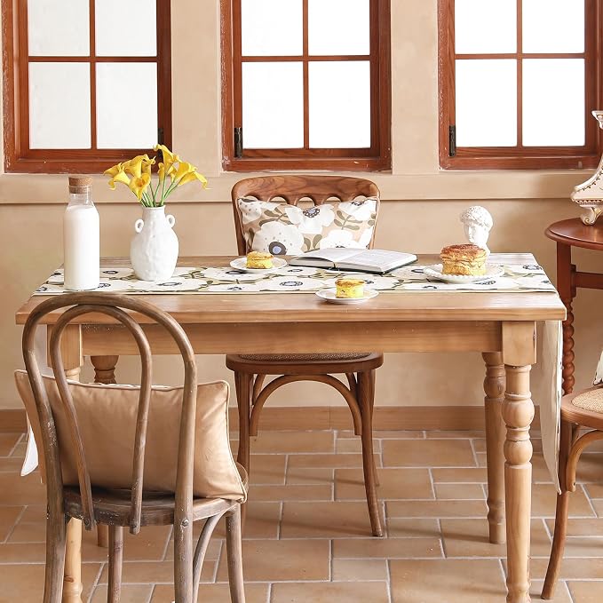 bilin gaier Designer French Linen Extra Long Table Runner, Floral Pattern - Image 9