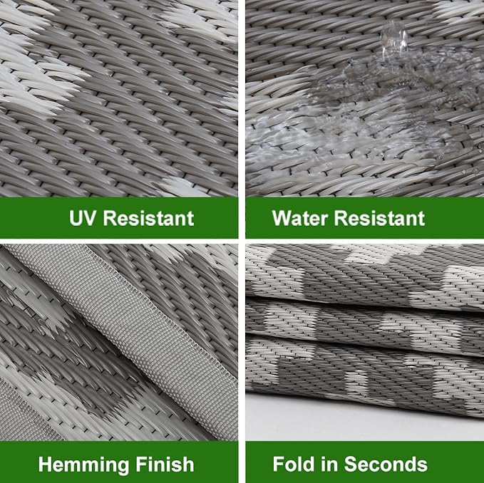 RURALITY Outdoor Rugs 5x8 Feet for Patios Clearance, Plastic Straw Waterproof - Image 4