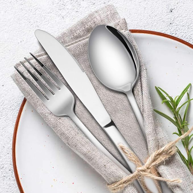 Flatware Set, E-far 20-Piece Silverware Set Stainless Steel Cutlery Sets - Image 3