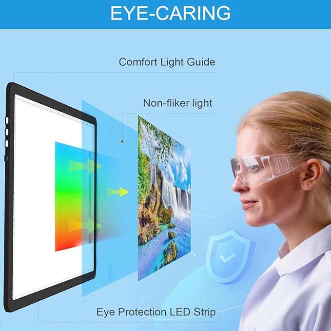 KOBAIBAN A4 Light Box for Tracing, Light Board with Side Physical Buttons, Magnetic Light Pad for Diamond Painting, Stenciling, Weeding Vinyl, USB LED Lighting Board (Black, 35.2 x 25.4 CM)