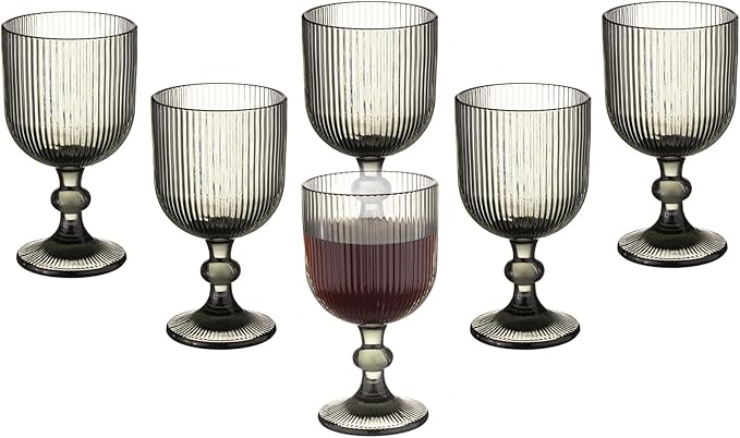 Vintage Wine Glasses Set of 6, 11 Ounces Colored Glass Water Goblets, Unique by XKXKKE