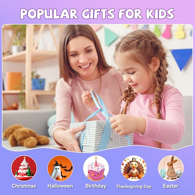【2025 Newest】 Mini Karaoke Machine for Kids Girls & Boys - Portable Bluetooth Speaker with 2 Wireless Microphones - Kids Birthday Gifts for Ages 4-10 - Kids' Instrument Accessories - Purple