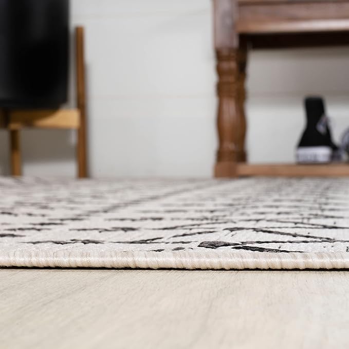 JONATHAN Y Moroccan Geometric Indoor Outdoor Square Area Rug 6X6 Cream/Black - Image 5