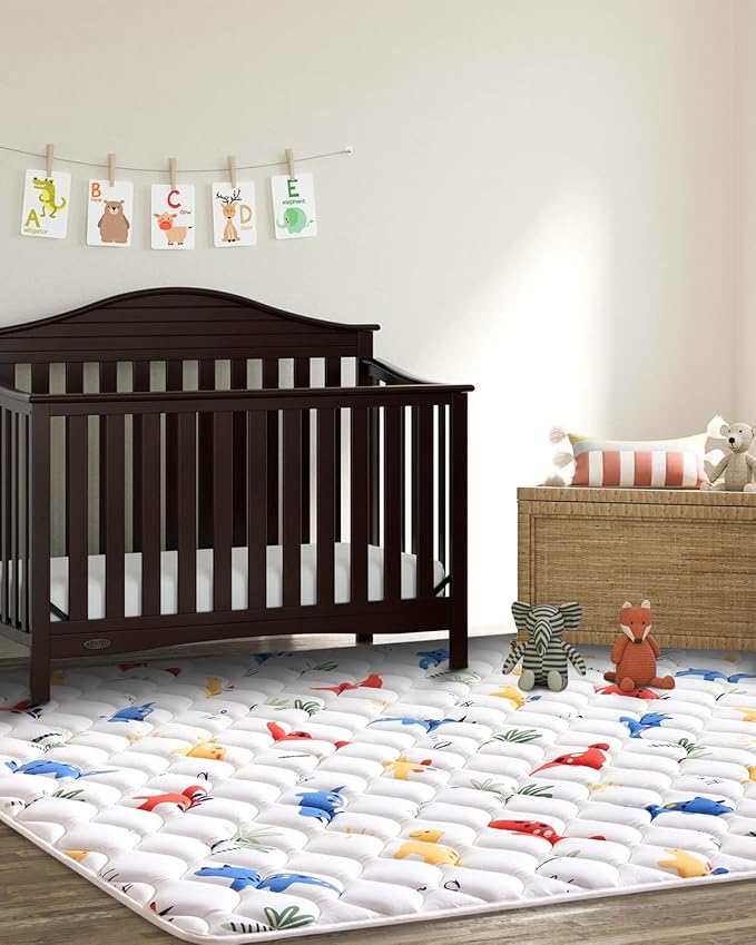 Odorless Premium Foam Baby Play Mat 79" x 71", Soft Microfiber Fabric Crawling Mat for Floor- Comfortable and Hypoallergenic, Non-Slip Cushioned Floor Playpen mat for Infants,Babies,Toddlers