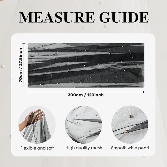 Artoid Mode 6PCS Pearl Black Gauze Table Runner 120 Inch 10FT, Seasonal Sheer - Image 7