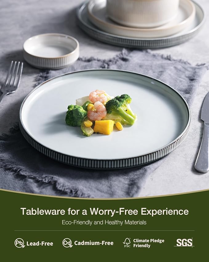 Famiware Star Stoneware Dinnerware Set, Reactive Glaze Plates & Bowls - Image 4