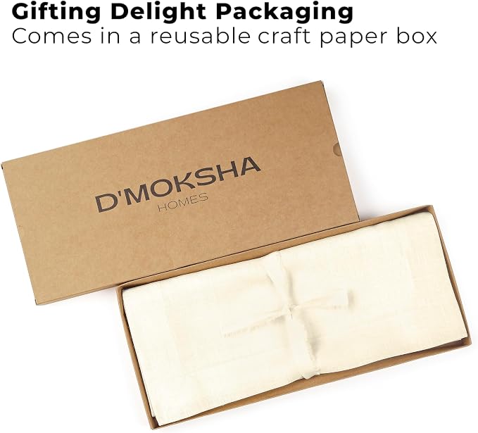 Classic Linen™ by D'Moksha Ivory Table Runner 108 Inches Long, 100% Pure Linen - Image 4
