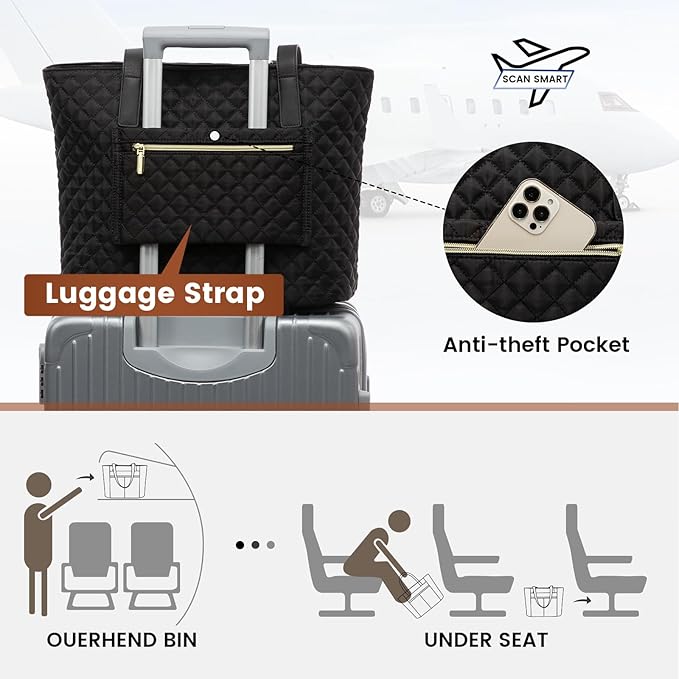 LOVEVOOK Laptop Bag for Women 15.6 inch, Diamond Quilted Work Tote Bags Womens - Image 6