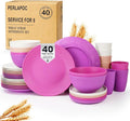 Wheat Straw Dinnerware Sets 40 PCS Bowl and Plate Sets by Perlapoc