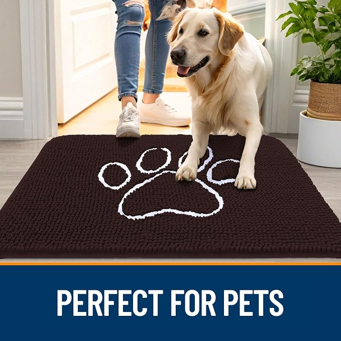 OLANLY Dog Door Mat for Muddy Paws 48x30, Paw Print Design, Absorbs Moisture - Image 6