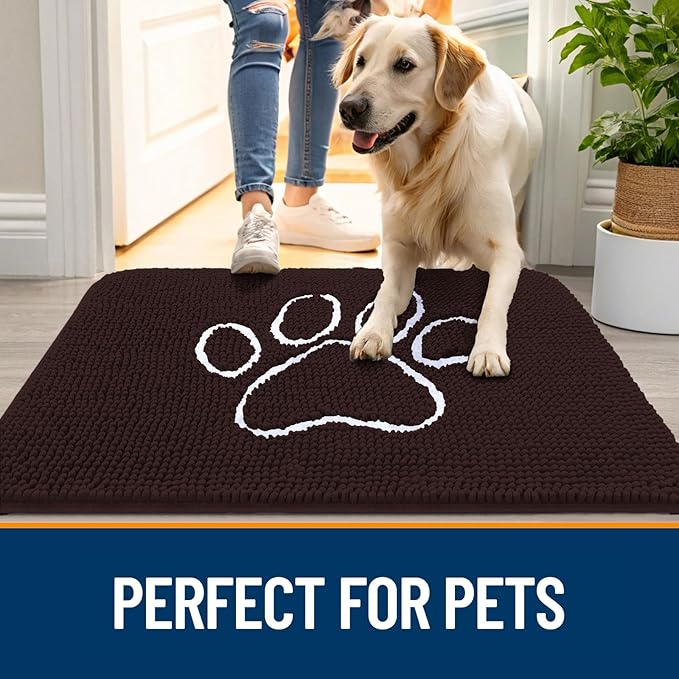 OLANLY Dog Door Mat for Muddy Paws 48x30, Paw Print Design, Absorbs Moisture - Image 6
