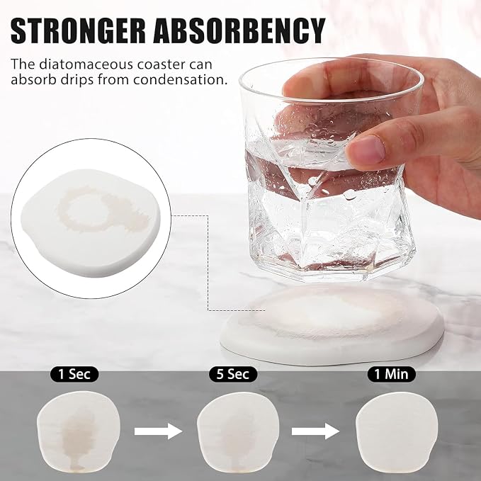 Diatomaceous Earth Drink Coasters Set of 4, Absorbent Modern Stone Coasters - Image 7