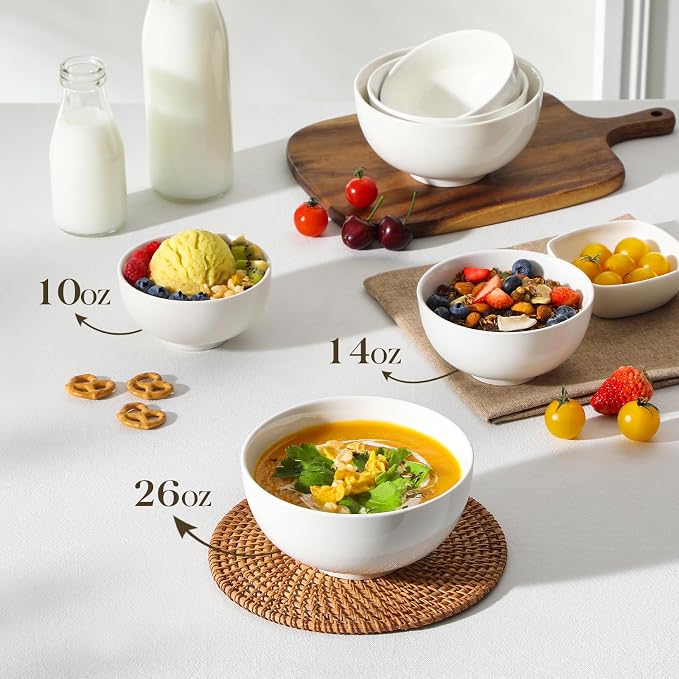 MALACASA Small White Bowls Set of 8, 10 Oz Ice Cream Bowls - Image 5