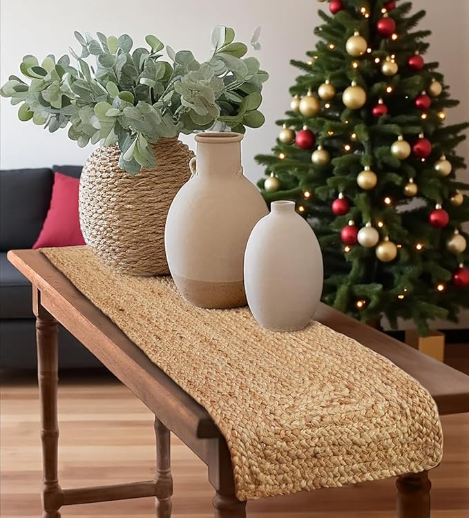 Pack of 1 Handwoven Rectangle Jute Braided Table Runner 13 x 72 Inch, 100% by MDS