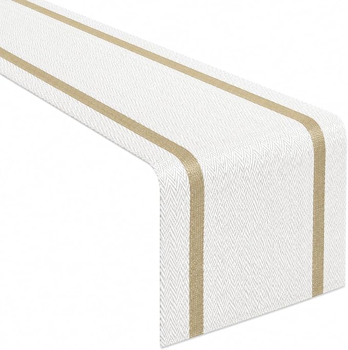 FAVE 12-Pack Woven Vinyl Table Runners, 120x12 Inch White by FAVE