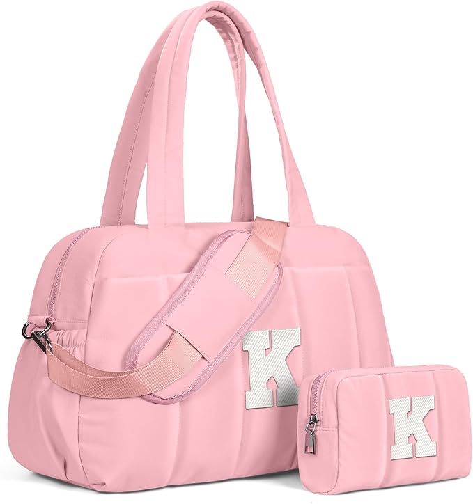 Gifts for Teenagers-Duffle Bag for Travel, Weekender Bags for Women，Initial Overnight Bag with Wet Pocket，Lightweight Travel Bags Personalized Gym Tote with Makeup Pouch