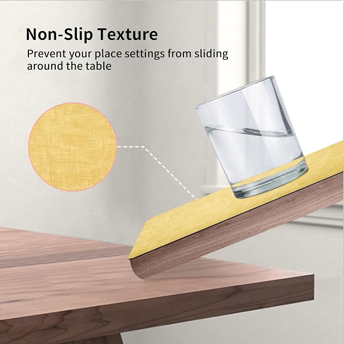 Maxpearl Faux Leather Placemats Set of 8, Light Yellow | Waterproof - Image 3