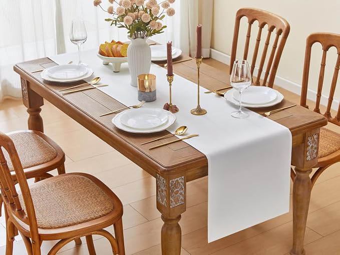 YATOJUZI White Table Runner Seasonal Summer Kitchen Dining Coffee Table - Image 6