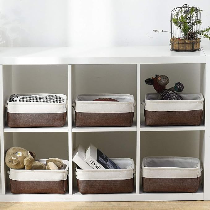 Small Storage Baskets for Shelves,Fabric Storage Baskets for Closet,Rectangular Collapsible Baskets for organizing Clothes,Books,Gifts