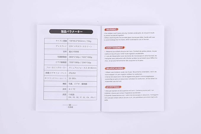 1000X Handheld Microscope for Kids 4K 2.0" Screen Rechargeable Mini Pocket Digital Microscopes w/Slides Kit Portable Edu Gift Age 4-6 8-12 Children Students (White)