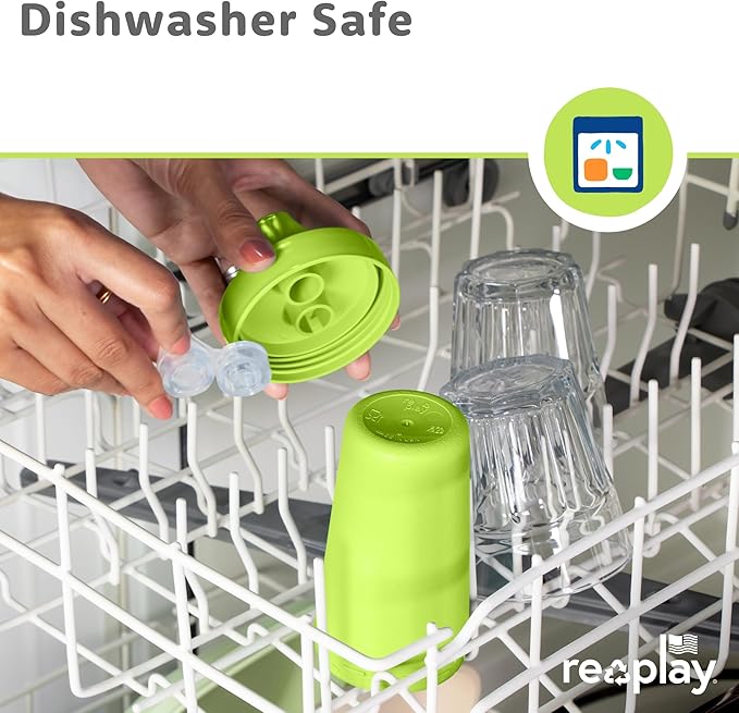 Re-Play Sippy Cups for Toddlers - 10 Oz. Reusable Spill Proof Cups for Kids, Dishwasher/Microwave Safe - Made in USA - Set of 3-3.13" x 6.25" - Mermaid