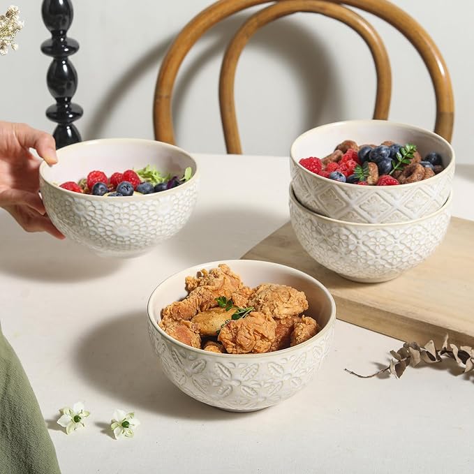 26 Oz Cereal Bowls Set of 4, 6 inch Ceramic Soup Bowl - Image 6