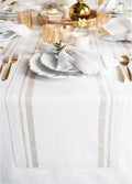 Solino Home 100% Linen Table Runner, 14 x 156 in, Natural and White Striped | by SolinoHome