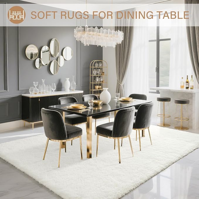 BENRON Fluffy Rugs for Living Room 7x10 Cream White, Washable Large Area Rugs - Image 4