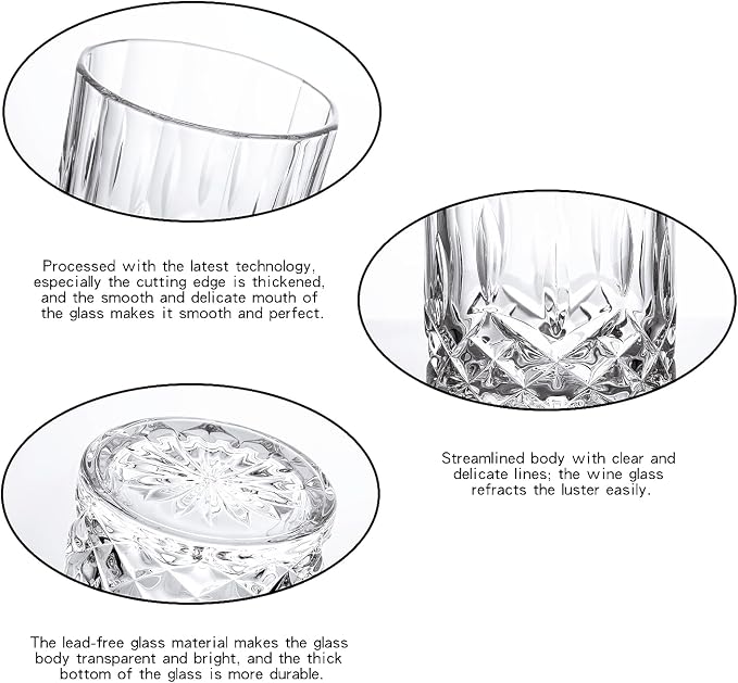 GLASKEY Whiskey Glasses Set of 4, Rock Glasses, 11 oz Lead-Free Crystal Bourbon - Image 3