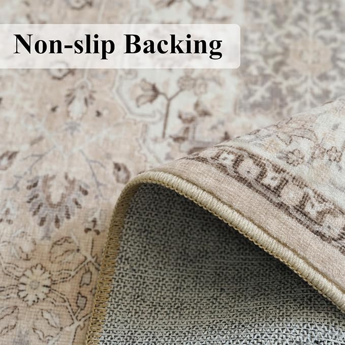 3x5 Living Room Area Rugs: Vintage Washable Non-Slip Rug - Image 6
