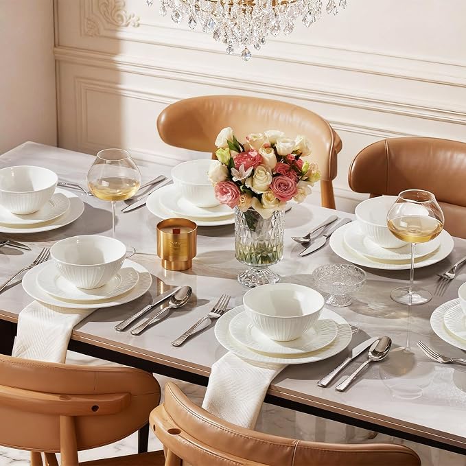 12Pc Bone China Dinnerware Set & 20Pc Flatware Combo Set - Image 7