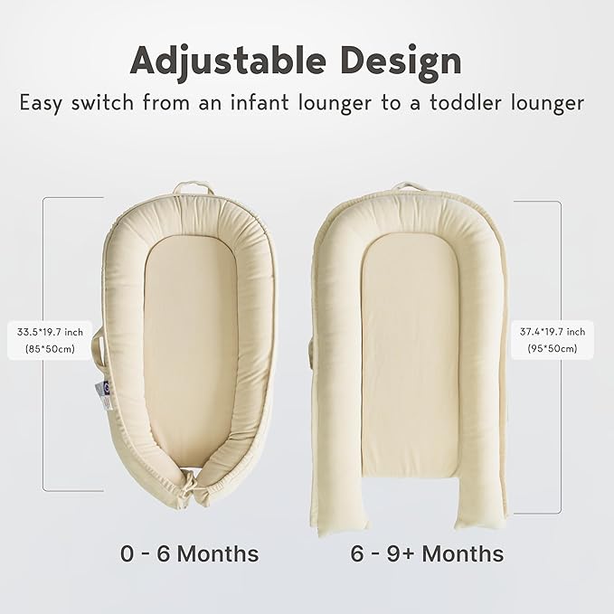 Infant Lounger, Baby Nest Cover for Baby Girls & Boys, Newborn Essentials for Baby 0-18+ Months, 100% Cotton Breathable(CreamyWhite, Corduroy)