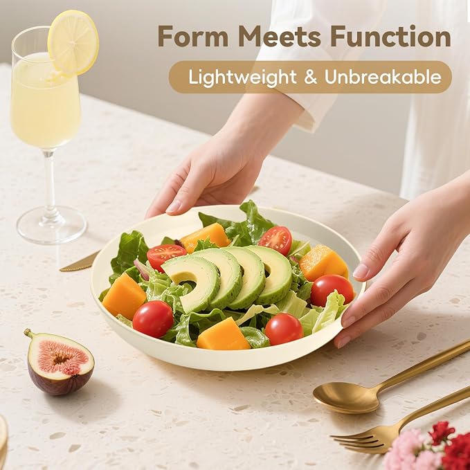 Deep Dinner Plates Set of 8, Wheat Straw Plate 9 Inch, Lightweight and - Image 5