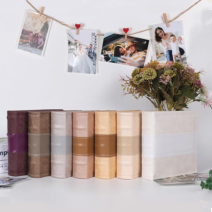 RECUTMS Photo Album 4x6 with Writing Space 100 Photos Photo Book, Leather Cover Picture Album with Memo Areas for Wedding Anniversary Family Baby Couple Valentines Graduation Travel (Purple)