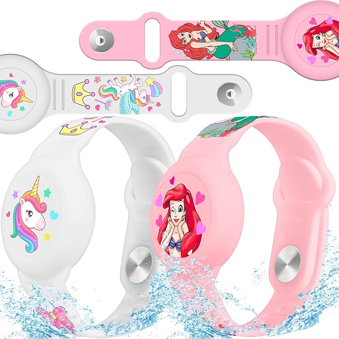 2 Pack AirTag Bracelet for Kids, Waterproof Air tag Holder for Kids with Soft Silicone Full Coverage Anti-Lost Hidden Airtag Wristband Accessories for Child