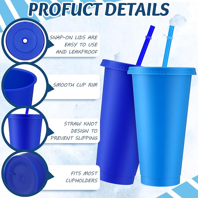 Skylety 36 Pcs Dusty Blue Plastic Cups - Image 3