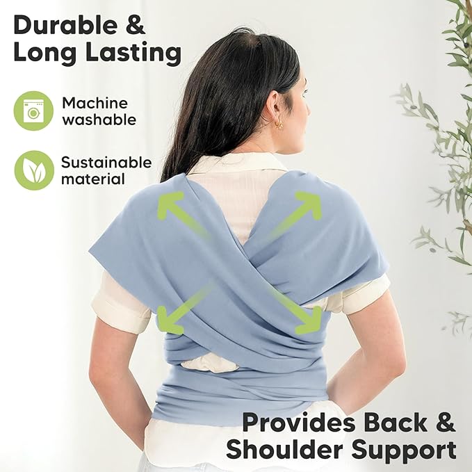 KeaBabies Baby Wrap Carrier - All in 1 Original Baby Carrier Newborn to Toddler Sling, Easy to Wear, Hands Free Bonding, Lightweight, Breathable Infant Wraps (Powder Blue)