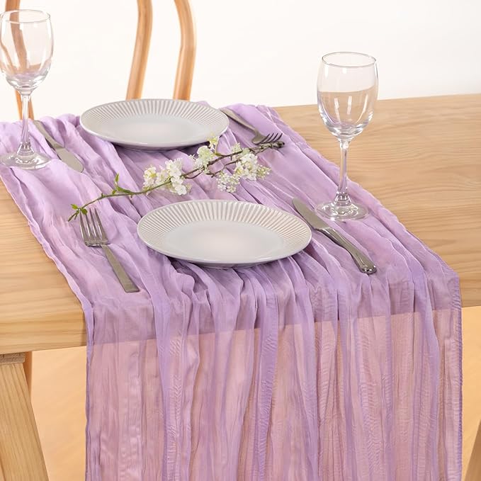 8 Pack Lilac Purple Cheesecloth Table Runner 10ft Boho Table Decor | - Image 6