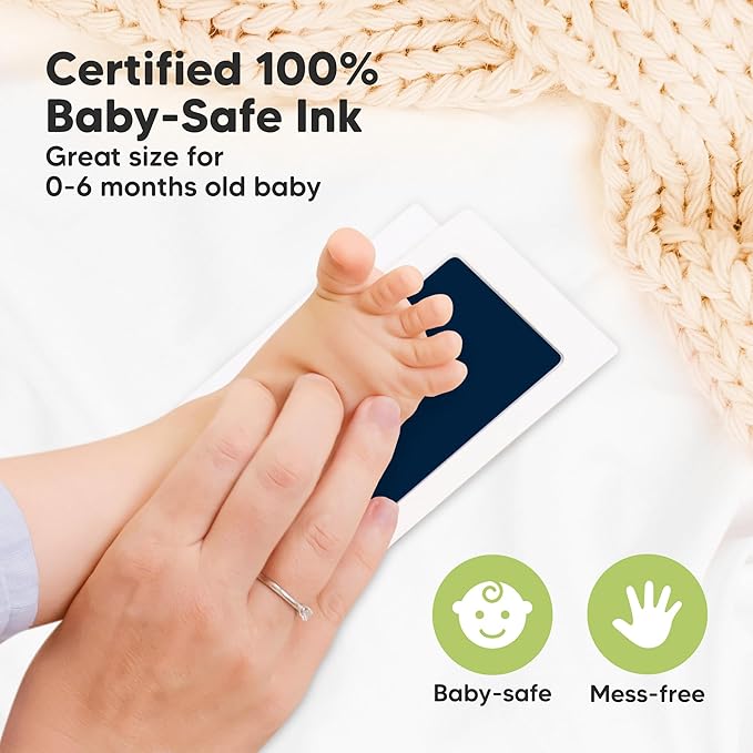 4-Pack Inkless Baby Hand and Footprint Kit - Mess Free Ink Pad for Newborn Keepsake, Dog Nose & Paw Print Kit, Clean Touch Ink Pad for Baby Hand & Footprints, Ideal New Mom Gifts (Navy)