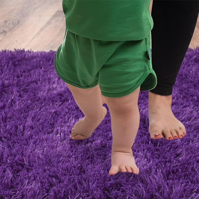 Fluffy Shag Runner Rugs for Bedroom Hallways, 2x8 Purple Long Soft Throw Area - Image 7