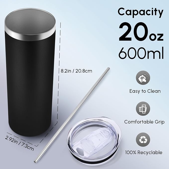 Volhoply 12 Pack Skinny Tumblers - Image 2