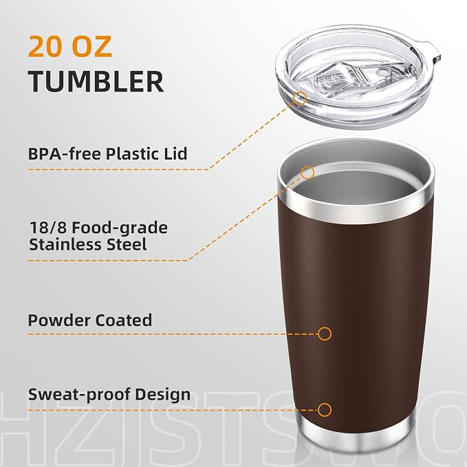 20 oz Tumbler with Lid Stainless Steel Insulated Tumblers, 1 Pack | Leak Proof - Image 3