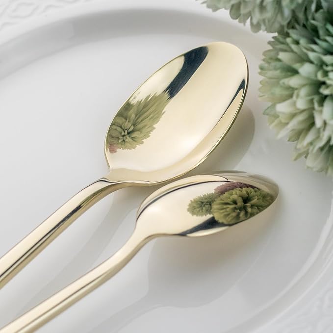 Alata Potter Champagne Gold 45-Piece Forged Silverware Set - Image 9